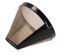Vilgftyiet Reusable Stainless Steel Cone Shape Coffee Filter Mesh Basket for 4# Cone Makers, Permanent Filter with Wear Resistance, Easy Pour Black Gold