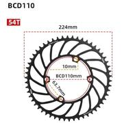 Vilgftyiet Road Bike Single Chainring 110BCD 4-Bolt Narrow-Wide Tooth for 9/10/11-Speed Drivetrains - 48T to 56T, CNC Aluminum Alloy 54T