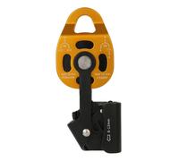 Vilgftyiet Rock Climbing Pulley with One-Way Ratchet Mechanism, 25 kN Static Load Capacity, Aluminum Alloy Ascender for 8-12 mm Ropes, Black/Red/Gold Golden