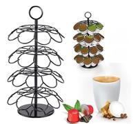 Vilgftyiet Rotatable Coffee Capsule Rack Holder Organizer for 36 Pods, 360-Degree Rotary Base, 4-Tier Storage, Black