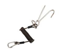 Vilgftyiet Scuba Diving Reef Hook - Dual Swivel Eye Snap Hooks with Anti-Lost Spiral Coil Lanyard, 1.5m Tensile Length, 304 Stainless Steel for Cave Diving & Underwater Photography, Black