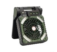 Vilgftyiet Solar Camping Fan 5200mAh with LED Lantern, Lightweight Design for Hiking, Powered by Solar, Perfect for Outdoor Adventures(Army green)
