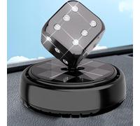 Vilgftyiet Solar Powered Car Air Freshener Diffuser with Dice Shape Design, Automatic Rotation, for Dashboard, Made of ABS Plastic, Includes Scent Tablet and Essential Oil (Black)