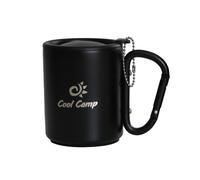 Vilgftyiet Stainless Steel Camping Mug with Secure Lid and Carabiner Handle for Hiking, Outdoor Activities - 300ml, 304 Food-Grade Steel 300ML