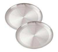 Vilgftyiet Stainless Steel Camping Plate Set of 2 - Round Outdoor Tableware for Camping, Hiking & Picnics - 14 cm to 26 cm Diameter Options, Stackable Metal Plates 23x1.6cm