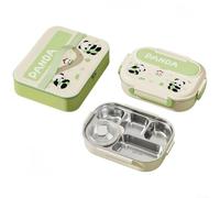 Vilgftyiet Stainless Steel Meal Prep Box with Five Distinct Compartments Four Locking Latches and Carry Bag for On-the-Go Needs (Green)