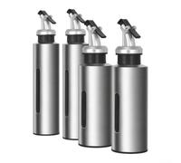 Vilgftyiet Stainless Steel Oil Dispenser 4 Piece Set with View Window, No Drip Spout for Kitchen Condiments, Includes Two 190ml and Two 290ml Bottles with Funnel