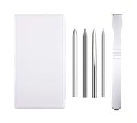 Vilgftyiet Stainless Steel Paracord Lacing Stitching Weaving Needles with Smoothing Tool Set for DIY Bracelet & Leather Craft - 1 Set, Silver/Red/Gold/Blue D set