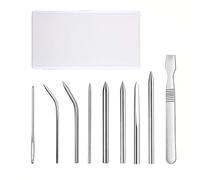 Vilgftyiet Stainless Steel Paracord Lacing Stitching Weaving Needles with Smoothing Tool Set for DIY Bracelet & Leather Craft - 1 Set, Silver/Red/Gold/Blue B Suit