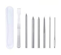 Vilgftyiet Stainless Steel Paracord Lacing Stitching Weaving Needles with Smoothing Tool Set for DIY Bracelet & Leather Craft - 1 Set, Silver/Red/Gold/Blue E Suit