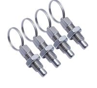 Vilgftyiet Stainless Steel Threaded Positioning Pin for Fitness Equipment - Circular Ring Pull Pin, 4-Pack, 6mm & 8mm Sizes, Silver/Black m6x34.5 short