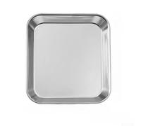 Vilgftyiet Thick 304 Stainless Steel Square Serving Plate Gold Finish Flat Dish for BBQ Grill Catering for hotel Non-Slip Bottom 14.4 x 14.4cm(14x16 Silver)