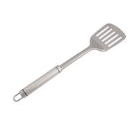 Vilgftyiet Titanium Cooking Spatula with Slotted Head and Non-Slip Handle for Camping, Picnics, Barbecues - 350 mm, 80 g, Pure Ti Construction