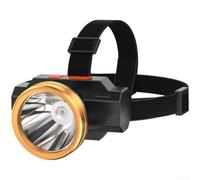 Vilgftyiet USB Rechargeable LED Headlamp 600mAh Strong 200m Beam Lightweight 68g Two Modes Splash-Resistant for Fishing Camping Hiking Night Riding Black(A)