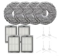 Vilgftyiet Vacuum Cleaner Replacement Kit 4 Filters 4 Mop Cloths 4 Side Brushes, Fit for Conga 20090 ProAI for Inic for X30 AI Ultra for Polaris PVCRAC 7790 for IQ Home Cleaning Components
