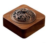 Vilgftyiet Walnut Incense Burner with Lid for Coil Powder Incense Chinese for zen Style Aromatherapy Holder Fireproof Cotton Pad Home Decor Brown 10x10x3.5cm(B)