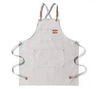 Vilgftyiet Water Oil and Stain Resistant Canvas Apron for Home Kitchen Use with Thickened Build for Cooking and Beverage Preparation white