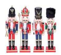 Vilgftyiet Wooden Christmas Nutcracker Kings Sets, 12 Inch Holiday Decor for Festive Home Display with Red Navy Green Gold Handcrafteds Ornaments(A+B+C+D)