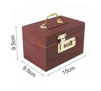 Vilgftyiet Wooden Piggy Bank with Lock for Children, Retro Home Storage Box for Coins and Paper Money No hemming