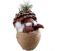 Vilgftyiet Wooden Squirrel Ornament with Handcrafted Design for Christmas Tree Decoration and Tabletop Display, Natural Material Composition with Sisal Rope(Brown)