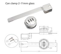 Vilgftyiet Zinc Alloy No-Drill Glass Cabinet Lock for Sliding Doors - Password Security Lock, Adjustable 3-11 mm Glass Thickness, Rust-Resistant Cold-Rolled Steel Construction, Silver