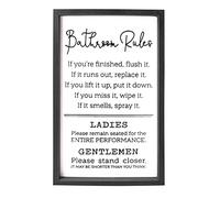 VILIGHT Bathroom Rules Sign House Warming Gifts for New Home - Farmhouse Toilet Decorations Funny Restroom Wall Decor - Black Frame Vertical 16x9.5 Inches