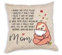 VILIGHT Mom's Throw Pillow Covers 18x18 - Funny Mother's Day and Birthday Gifts from Daughter Son - Sloth Decorative Square Couch Pillow Cases