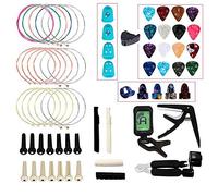 Vilihkc 65 PCS Guitar Accessories Kit Including Guitar Strings, Picks, Capo, Thumb Finger Picks, String Winder, Bridge Pins, Pin Puller, Pick Holder, Finger Protect