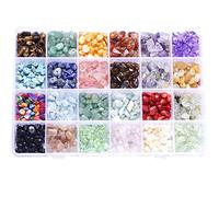 Vilihkc Natural Chip Stone Beads 24 Colors 1200pcs Irregular Gemstones Healing Crystal Loose Stone Bead Hole Drilled DIY for Bracelet Jewelry Making (4-8