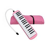 Vilihy Melodica 32 Key Pianica Portable with Carrying Bag Short and Long Mouthpieces for Beginners Kids Gift(Pink)