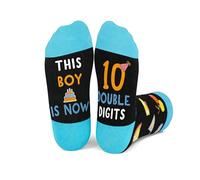 VILITI 1 Pair 10 Year Old Gifts for Boy,THIS GIRL IS NOW 10 DOUBLE DIGITS,Age 10 Birthday Socks Gifts,Ideas Novelty Funny Funky Odd Sock,for Christmas 10th Girl Kids Niece Granddaughter Best (Boy)