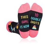 VILITI 1 Pair 10 Year Old Gifts for Girls,THIS GIRL IS NOW 10 DOUBLE DIGITS,Age 10 Birthday Socks Gifts,Ideas Novelty Funny Funky Odd Sock,for Christmas 10th Girl Kids Niece Granddaughter Best