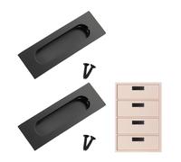 VILITI 2 Pack Sliding Door Handles, Recessed Flush Finger Pulls, Matte Black Stainless Steel, for Kitchen Cabinet, Wardrobe, Dresser, Barn Door, Closet