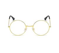 VILITI Round Glasses,Fake Eyeglasses Retro 90s Metal Frame Clear Lenses Vintage Wire Lens Eye Glass Fashion Fancy Eyewear,for Cosplay Wizard Costume Prop Dress Up G ccessories Women's Men (Gold)