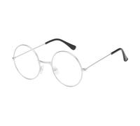 VILITI Round Glasses, Retro Eyeglasses Metal Frame Clear Lens Glasses Vintage Eyeglasses, Wizard Costume Retro Clear Lens Glasses, Wire Costume Geek Accessories for Dress Up (silver)