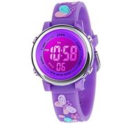 VILIYSUN Kids Watch 3D Cartoon Toddler Wrist Digital Watch Waterproof 7 Color Lights with Alarm Stopwatch for 3-10 Year Boys Girls Little Child, Butterfly B-D Purple, Child, 3D Cartoon watch