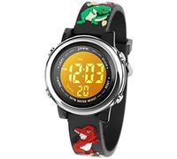 VILIYSUN Kids Watch 3D Cartoon Toddler Wrist Digital Watch Waterproof 7 Color Lights with Alarm Stopwatch for 3-10 Year Boys Girls Little Child, Dinosaur A-Black, Child, 3D Cartoon watch