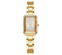 VILKFY Women's Small Gold Watch Rectangular Case Stainless Steel Watch Band Women Retro Dress Watches, Gold White, fashion
