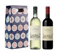 Villa Antinori Pair in Bauble Gift Box | Includes Villa Antinori Bianco & Villa Antinori Rosso Toscana | Italian Red & White Wine Duo | 14% & 12% ABV | Elegant Tuscan Gift Set