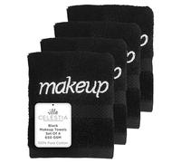 Villa Celestia 650 GSM Black Makeup Remover Towels Set of 4, 100% Soft Cotton Reusable Luxury 4 Pcs Makeup Wipes for Face, Ideal for Salon, Bath, Hotel, Spa, Washcloths for Face Pack of 4 (13"X13")