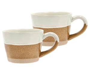 Villa Collection Evig Mug with Handle Dia 14 x 10 x 7.3 cm 0.3 Litre 2 Pieces Amber/Cream