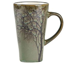 Villa Collection Hela Large Mug 500 ml, Jumbo Cup, Tea Cup, Coffee Cup Large with Beautiful Tree Pattern, Diameter 9 cm, Height 15 cm, 0.5 litres, Ceramic/Stoneware, Green