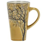 Villa Collection - Hela Mug Dia 50 cl - Large Stoneware Mug 9 x 15 cm - Coffee & Tea - Resistant & Design - Wood Motif - Birthday, Mother's Day, Father's Day, Christmas - Golden Yellow