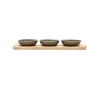 Villa Collection Shoku bamboo tray with 3 bowls Warm Brown