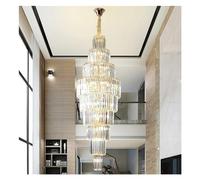 - Villa Crystal Pendant Light Lobby Large Chandelier Loft Light Luxury Hollow Revolving Long Chandelier