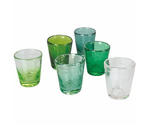 Villa d’Este Home Tivoli 5909885 Cancun Greenery Set of 6 Water Blown Glass Paste 330 ml, Green