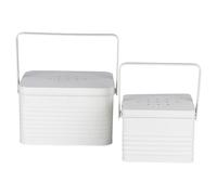 Villa d'Este Home Tivoli 1996 Set of 2 Vintage Galvanised Steel Potatoes, Onions & Garlic Containers with Handle