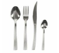 Villa d'Este Home Tivoli 24 Piece Stainless Steel Cutlery Set, Hammered Effect, Matt Silver, Stone