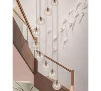 Villa Duplex Rotating Stair Light Long Chandelier Creative Personality Glass Ball Staircase Chandelier