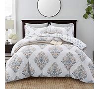 Villa Feel Duvet Cover King Size Hotel Collections Super Soft Egyptian Cotton 3 Piece Modern Bedding Medallion Damask Duvet Cover Set-1000-Thread-Count Bedding Set 1 Duvet Cover and 2 Pillow Shams